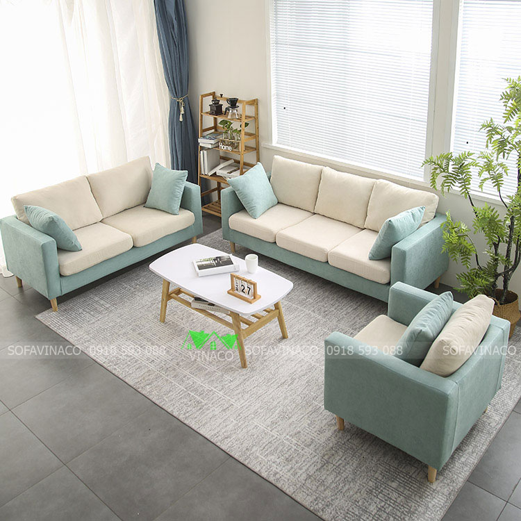Bộ ghế sofa màu xanh ngọc đẹp đơn giản